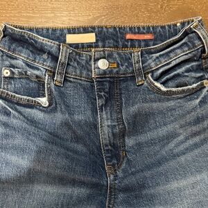 Pilcro Anthropologie Blue Straight Leg Raw Hem Jeans Size 26 Tall